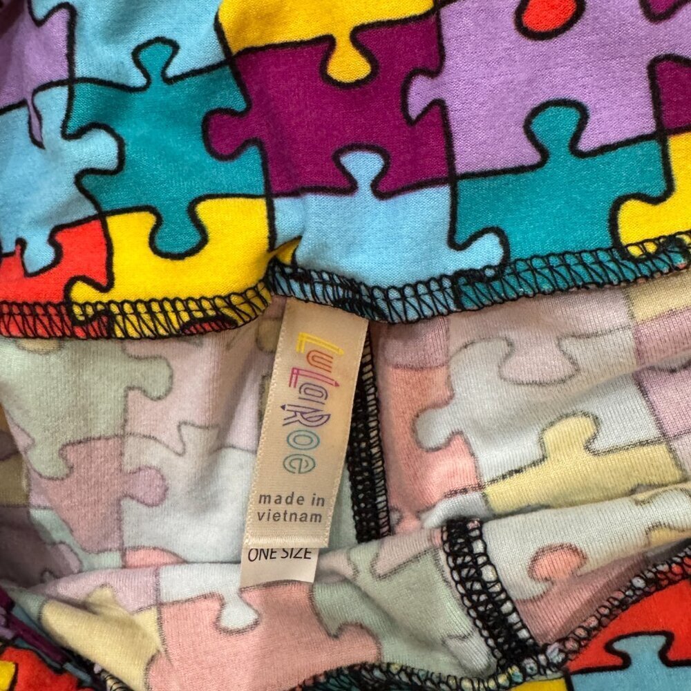 LulaRoe Autism Puzzle Piece Leggings - One Size - Picture 5 of 5